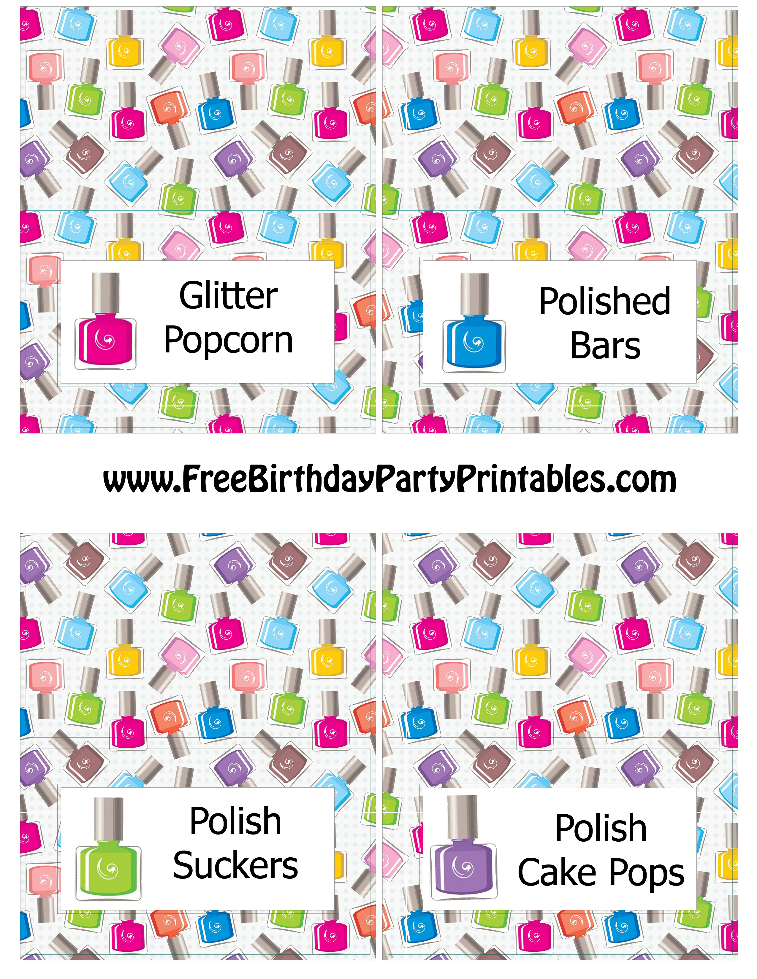 Free Nail Polish Birthday Party Printables